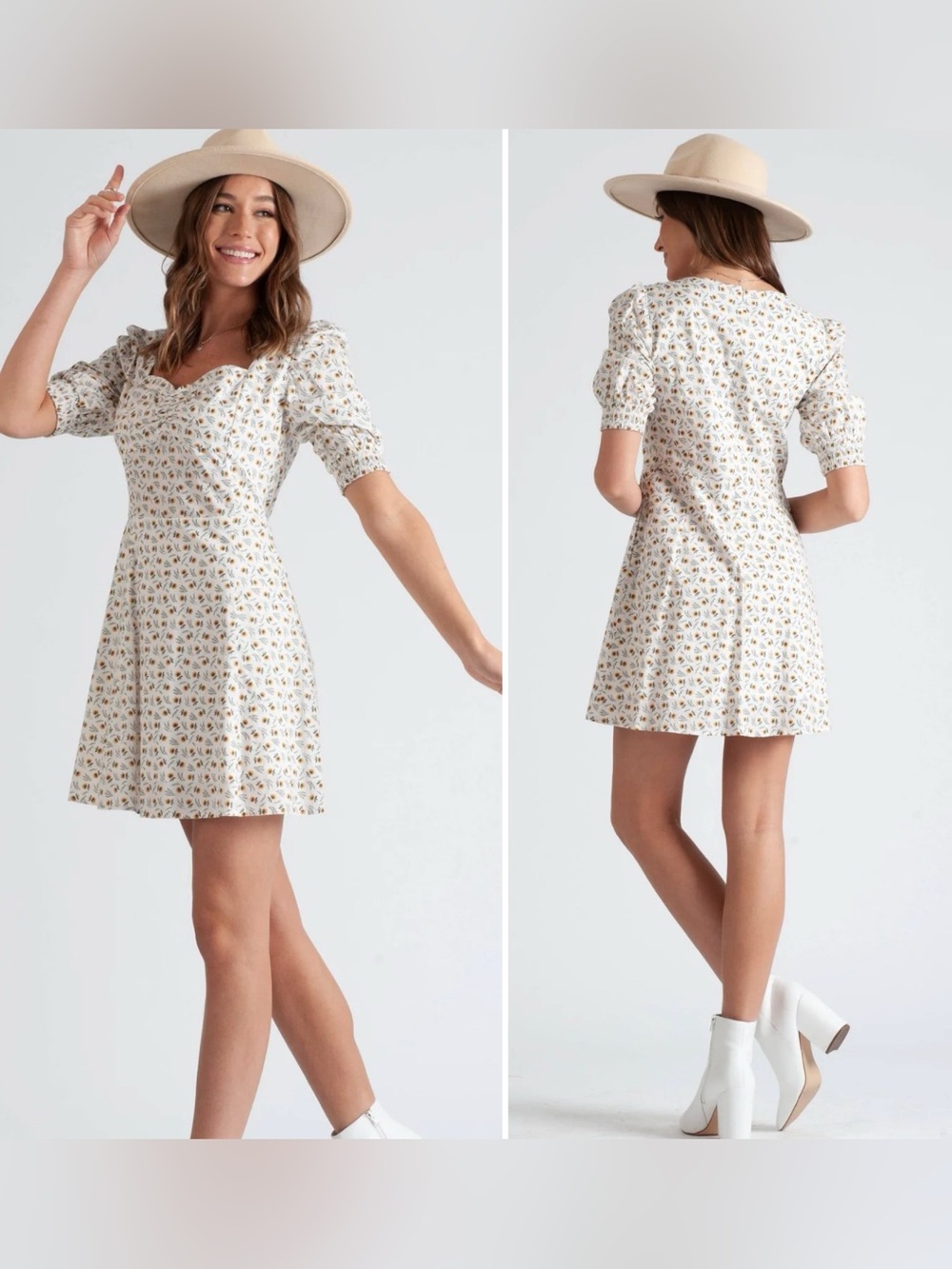 Lucca Gardenia Smocked Daisy Print Dress Size M